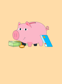 Girokonto Unterrichtsmaterial Sparschwein, Geldscheine und Girocard