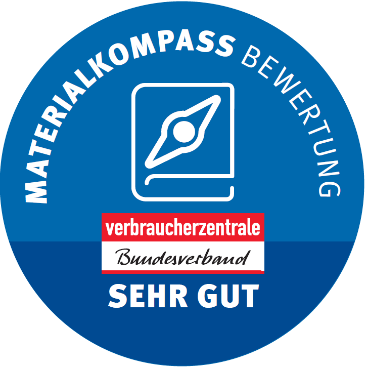 Qualitätssiegel Materialkompass VZBV sehr gut Siegel des VZBV Materialkompass - Bewertung sehr gut