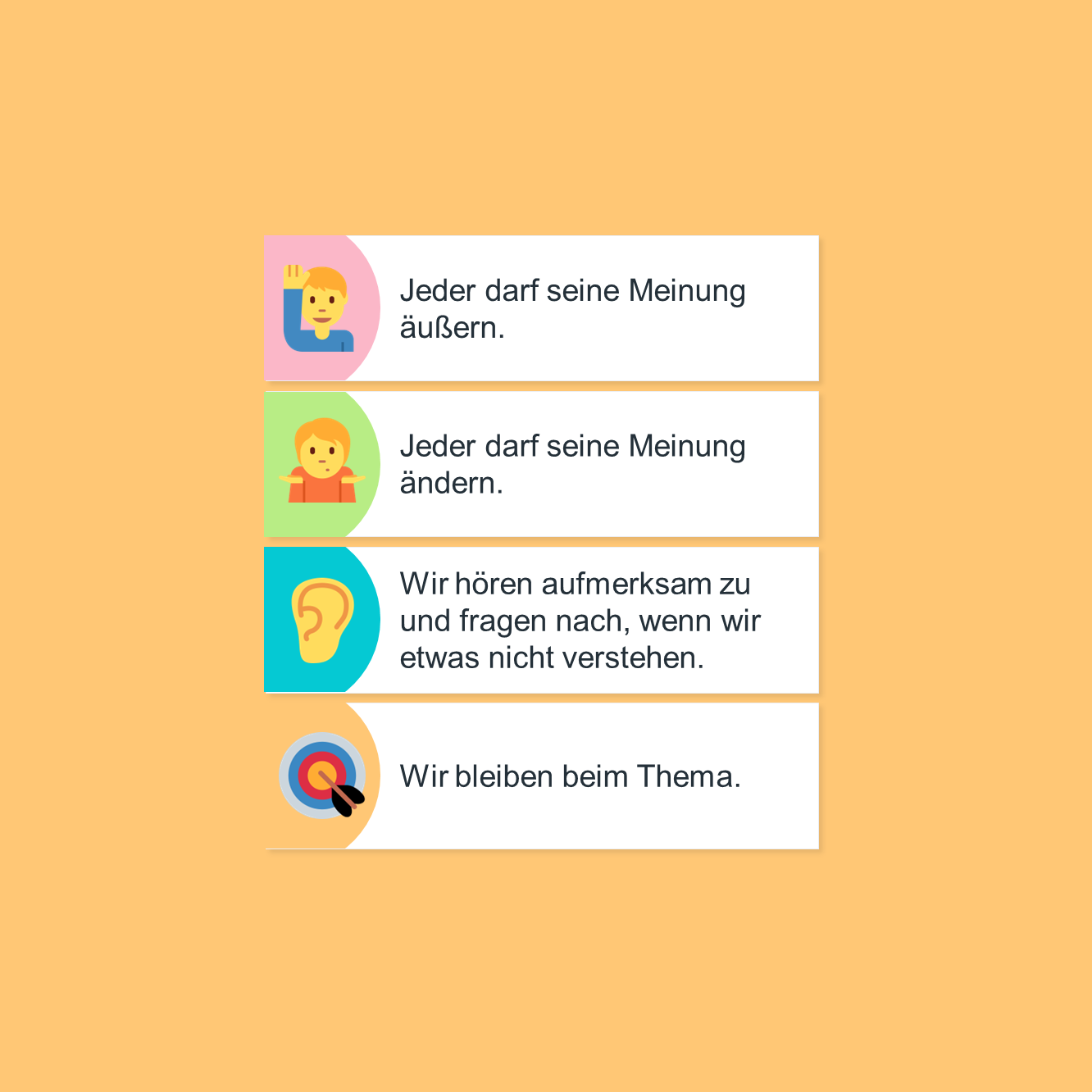Diskussionsregeln Liste mit Diskussionsregeln